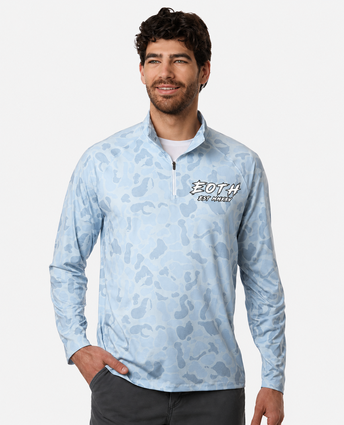 HUK Men's Airweight KC Printed Quarter-Zip Pullover
